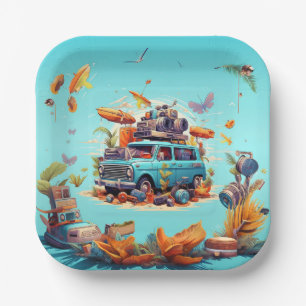 Retro Road Trip Pappteller