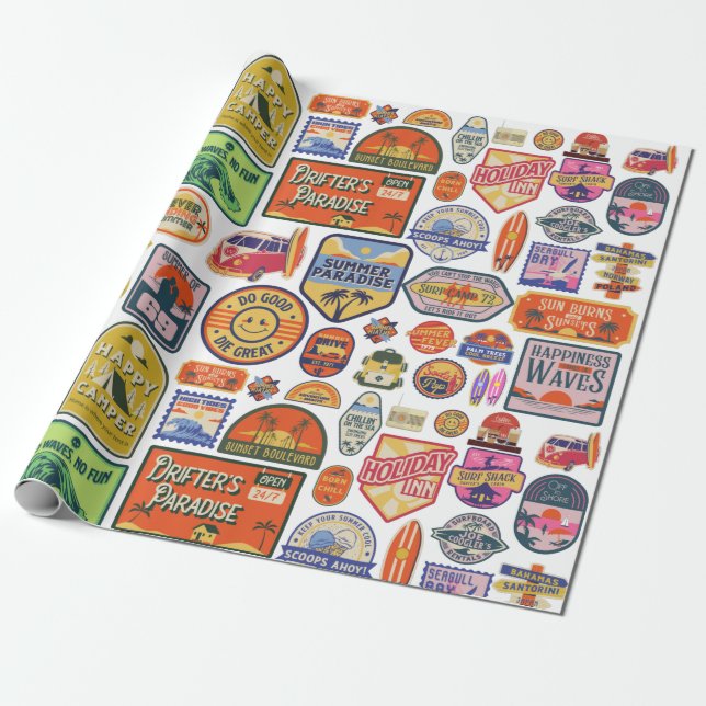 Retro Road Trip Vintage Reisepackpapier Geschenkpapier (Ungerollt)