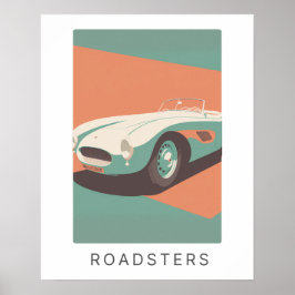 Retro-Roadster in Pastellfarben | Transport Poster