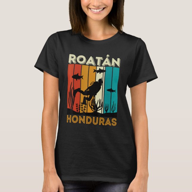 Retro Roatan Honduras Scuba Diving Roatan Souvenir T-Shirt (Vorderseite)