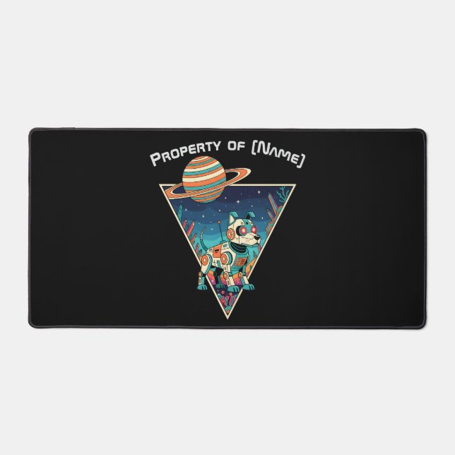 Retro Robo-Dog - Custom Name Desk Mat Schreibtischunterlage (Vorderseite)