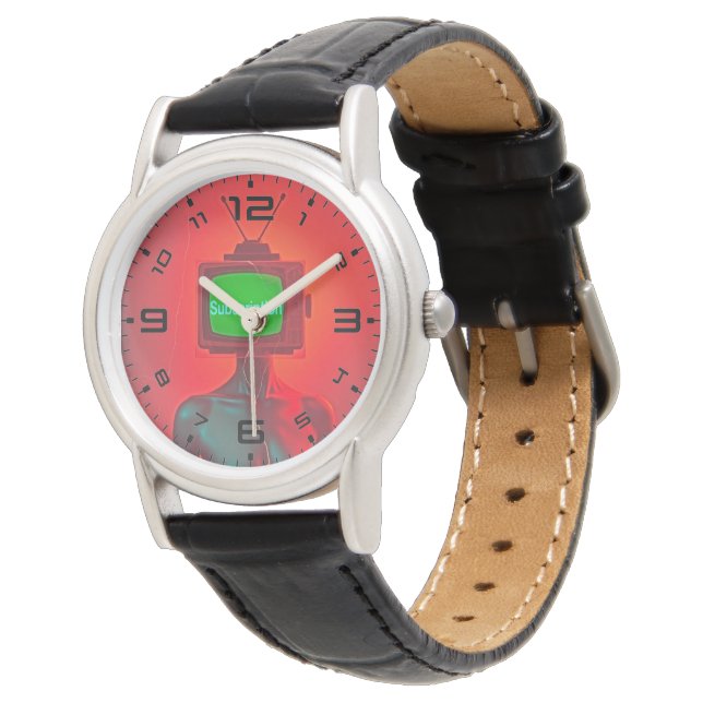 Retro Robo-Glow-Uhr Armbanduhr (Schrägansicht)