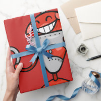 Retro Robot Cartoon Fun Red und Silver AI Bot