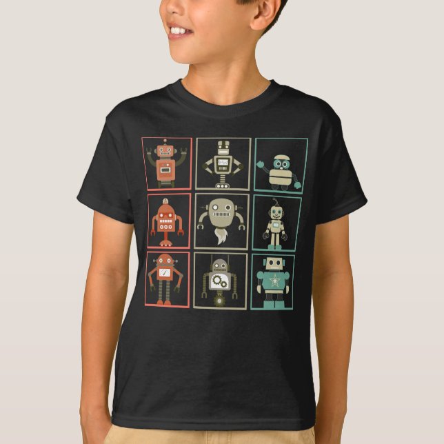 Retro Robot Collection Funny Robotics T-Shirt (Vorderseite)