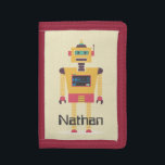 Retro Robot Illustration Personalisierte Kinder Tri-fold Geldbeutel<br><div class="desc">Cooler Spielzeugroboter im Retrostil auf personalisierten Kinderhandtaschen.</div>