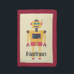 Retro Robot Illustration Personalisierte Kinder Tri-fold Geldbeutel<br><div class="desc">Cooler Spielzeugroboter im Retrostil auf personalisierten Kinderhandtaschen.</div>