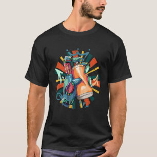 Retro Robot Spray Paint Vintag Graffiti Artist T-Shirt
