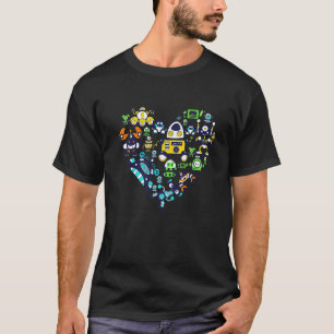 Retro Roboter als Herzroboter T-Shirt