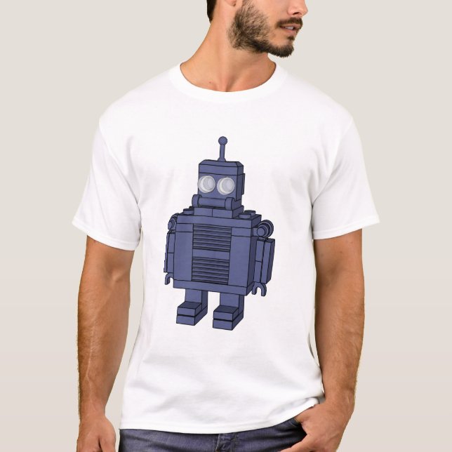 Retro Roboter - Blau T-Shirt (Vorderseite)