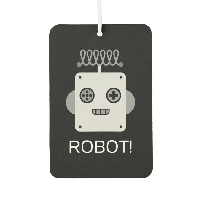 Retro Roboter-Gesichter mit spielerischer Antenne Autolufterfrischer (Vorderseite)