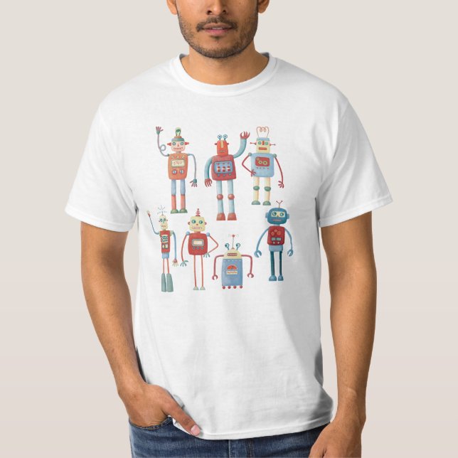 Retro-Roboter im Stil der 1950er Jahre T-Shirt (Vorderseite)