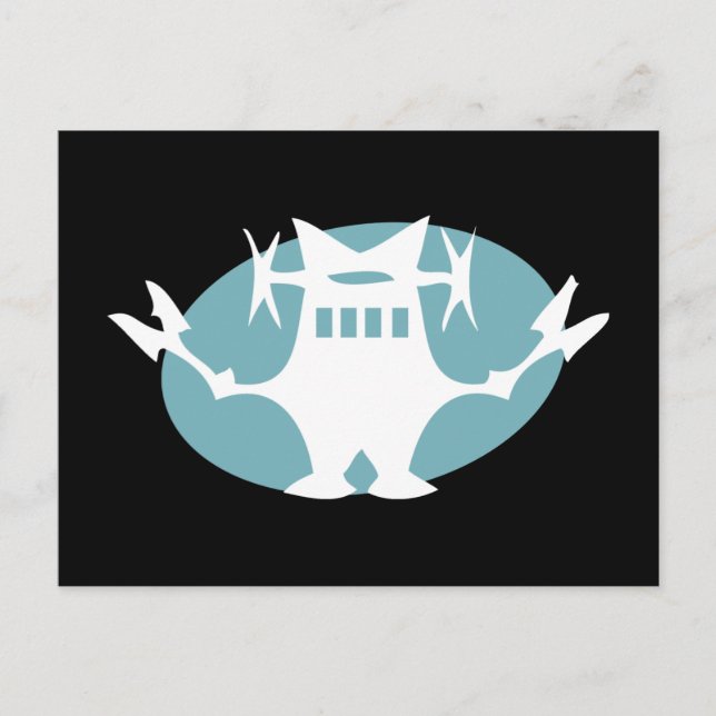 Retro-Roboter in Blau Postkarte (Vorderseite)