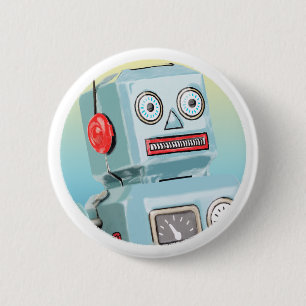 Retro Roboter-Knopf Button