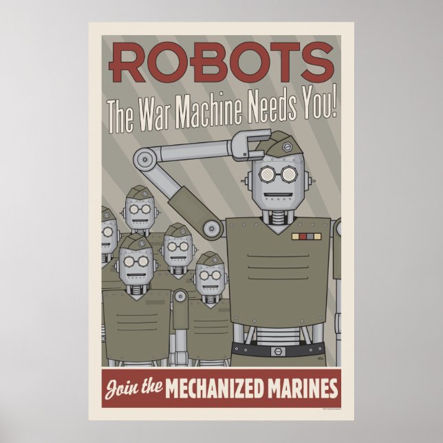 Retro-Roboter-Militärpropaganda Poster (Vorne)