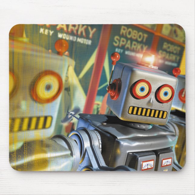 Retro Roboter Mousepad (Vorne)