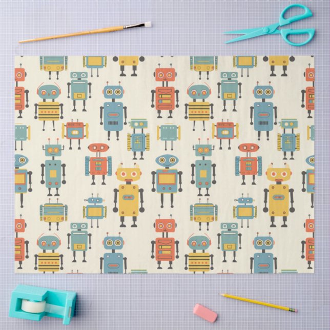 Retro-Roboter-Seidenpapier Seidenpapier (Basteln)