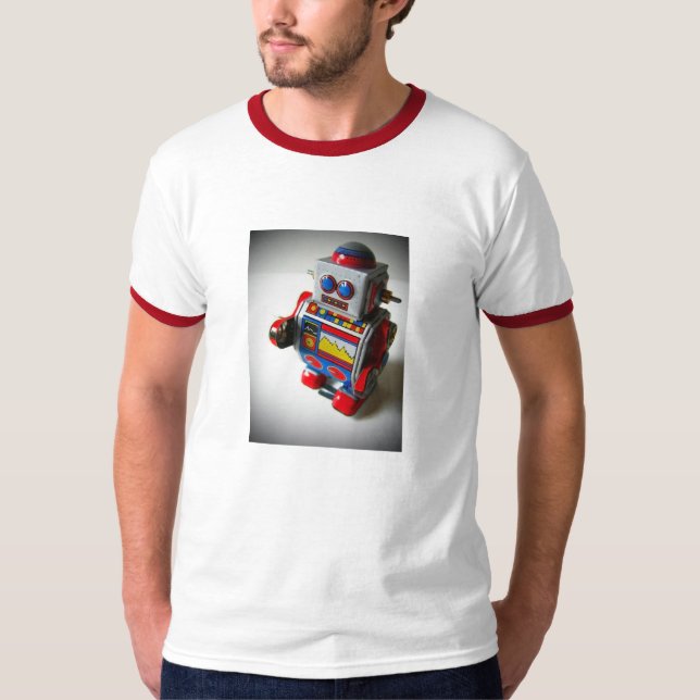 Retro Roboter-Shirt T-Shirt (Vorderseite)