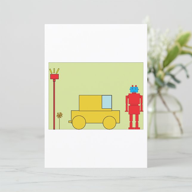 Retro-Roboter und -Autos Einladung (Von Creator hochgeladen)