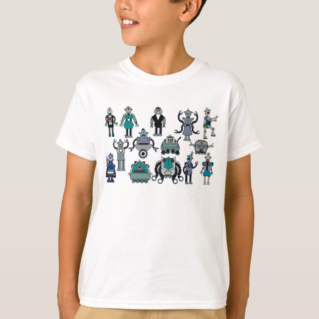 Retro Roboterliebhaber für Kinder! Spaß, niedlich T-Shirt (Vorderseite)