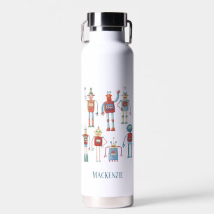 Retro Robots Fun Personalisiert Trinkflasche