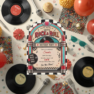 Retro Rock and Roll Jukebox Vinyl Geburtstag Einladung