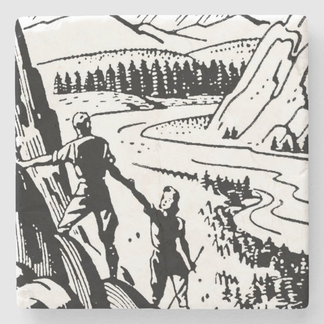 Retro Rock Climbing Steinuntersetzer (Vorderseite)