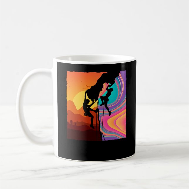 Retro Rock Climbing Wand Klettern Kaffeetasse (Links)