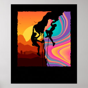 Retro Rock Climbing Wand Klettern Poster