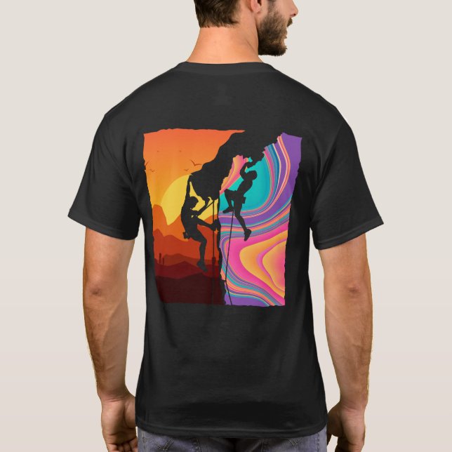 Retro Rock Climbing Wand Klettern T-Shirt (Rückseite)