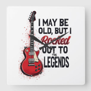 Retro Rock Gitarre Klassische Musik Nostalgie Desi Quadratische Wanduhr