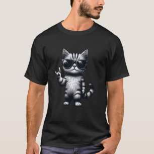Retro Rock-Katze Musik Männer Frauen Kind Lustige T-Shirt