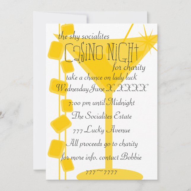 Retro Rock Martini Einladung (Vorderseite)