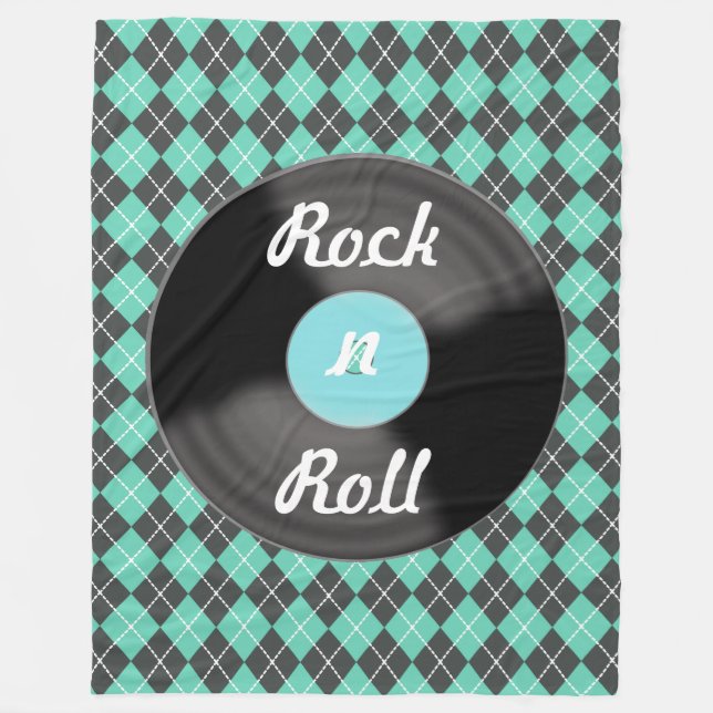 Retro Rock n Roll Schallplatten-Fleece-Decke Gesch Fleecedecke (Vorderseite)