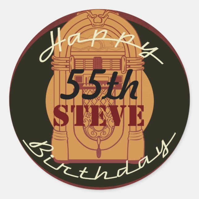 Retro Rock n Rollengeburtstagsaufkleber Runder Aufkleber (Vorderseite)