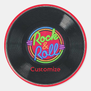 Retro Rock & Roll Schallplatten Runder Aufkleber