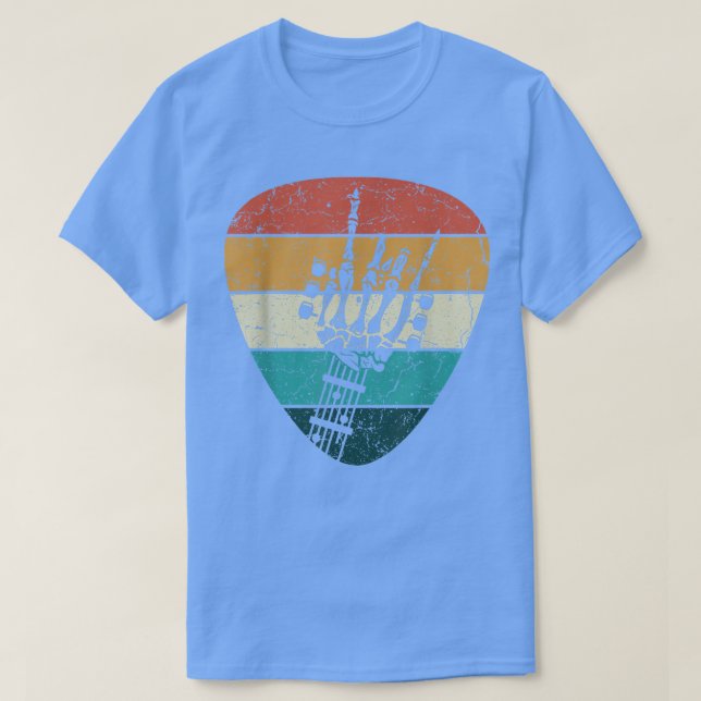 Retro Rock & Roll Skeleton Hand Gitarre Electric M T-Shirt (Design vorne)