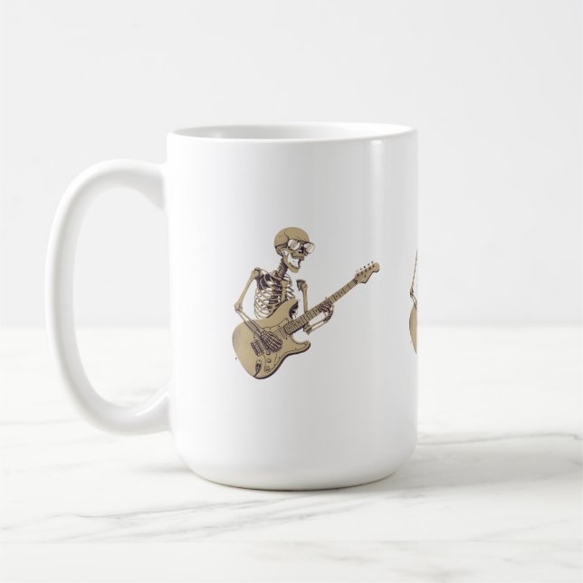 Retro Rock Skeleton Guitar Graphic Kaffeetasse (Links)