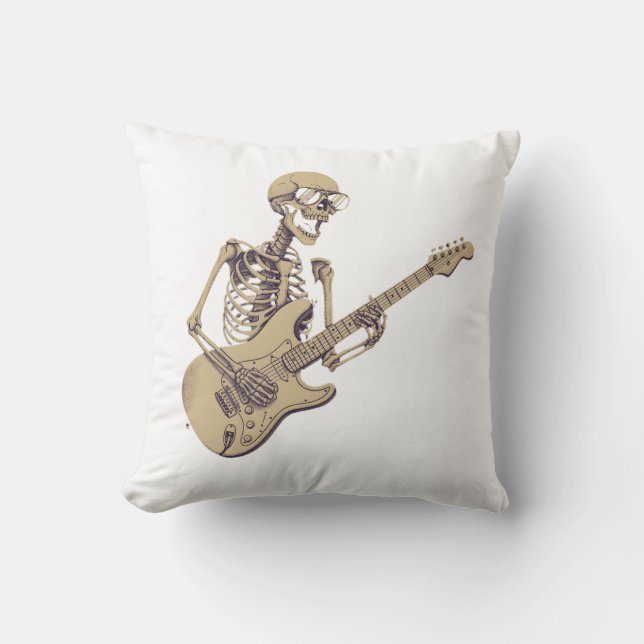 Retro Rock Skeleton Guitar Graphic Kissen (Vorderseite)