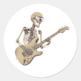 Retro Rock Skeleton Guitar Graphic Runder Aufkleber