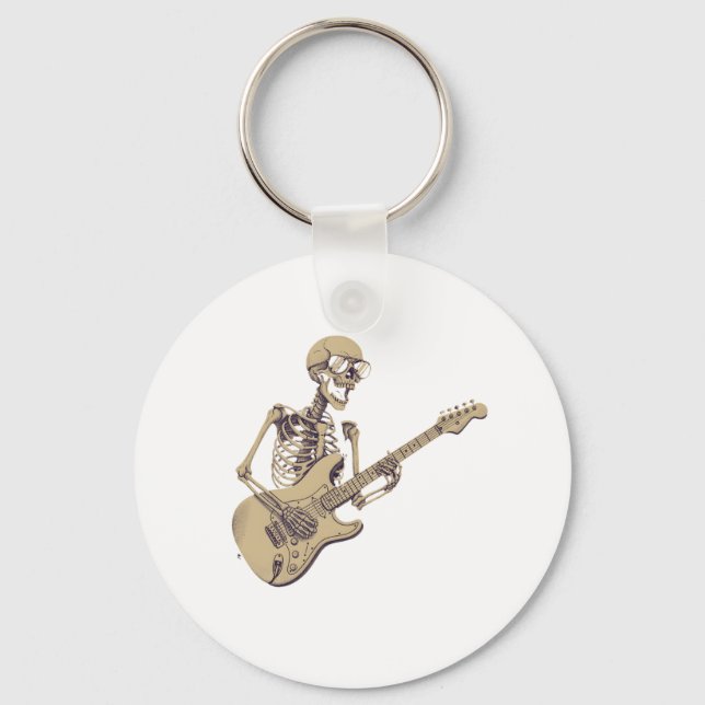 Retro Rock Skeleton Guitar Graphic Schlüsselanhänger (Vorderseite)