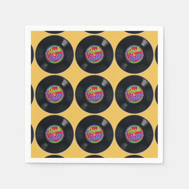 Retro Rock und Roll Vinyl Pattern Napkins Serviette (Vorderseite)