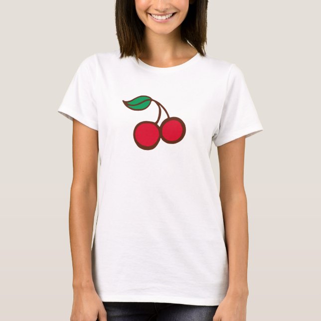 Retro Rockabilly Cherry T - Shirt Top (Vorderseite)