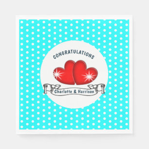 Retro Rockabilly Hearts Wedding Serviette