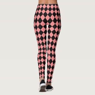 Retro Rockabilly Pink Black Raute Leggings Pants