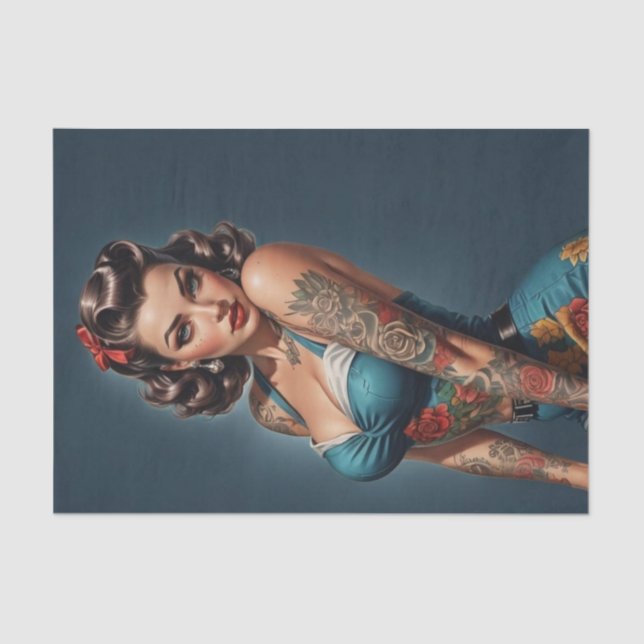 Retro Rockabilly Pinup Seidenpapier (Vorderseite)