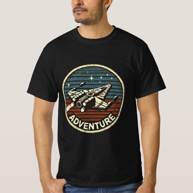 Retro Rocket Adventure im Weltraum T-Shirt (Vorderseite)