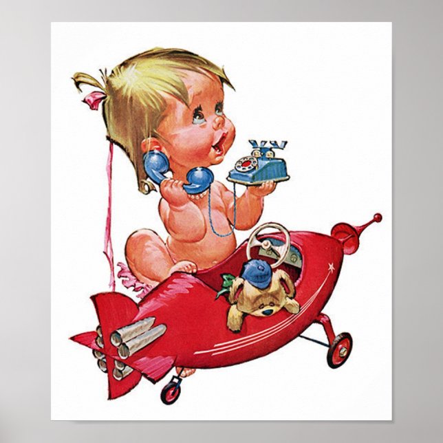 Retro Rocket Girl Poster (Vorne)