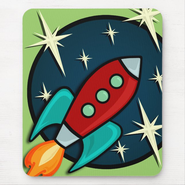 RETRO ROCKET-SCHIFFS-GRAFISCHE VERTIKALE MOUSEPAD (Vorne)