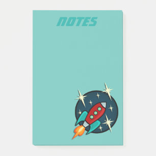 RETRO ROCKET-SCHIFFS-GRAFISCHER POST-ITnotizblock Post-it Klebezettel