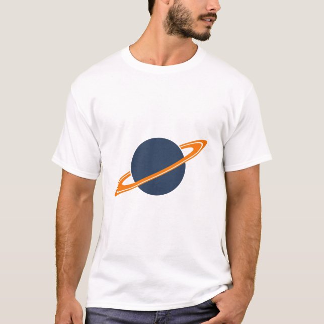 Retro Rocket Ship Orbiting Dark Planet - Outer Spa T-Shirt (Vorderseite)